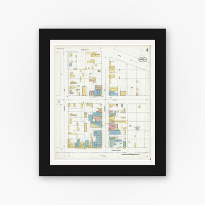 Old map wall art mockup — black gallery frame with white mat — Sanborn Fire Insurance Map from San Angelo, Tom Green County, Texas (1900), Sheet #0004