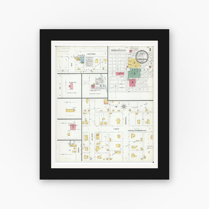 Old map wall art mockup — black gallery frame with white mat — Sanborn Fire Insurance Map from Eldorado Springs, Cedar County, Missouri (1900) - Complete Map Set