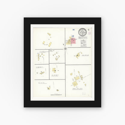 Old map wall art mockup — black gallery frame with white mat — Sanborn Fire Insurance Map from San Andreas, Calaveras County, California (1908) - Complete Map Set