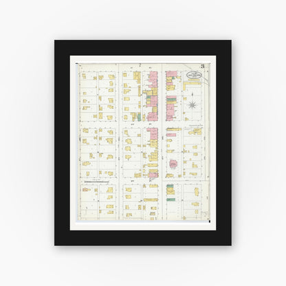Old map wall art mockup — black gallery frame with white mat — Sanborn Fire Insurance Map from Lake Odessa, Ionia County, Michigan (1904), Sheet #0003