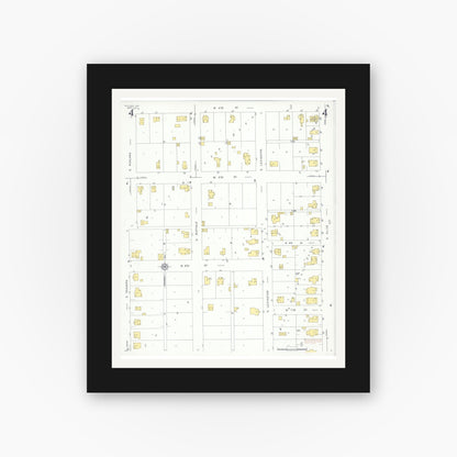 Old map wall art mockup — black gallery frame with white mat — Sanborn Fire Insurance Map from Holden, Johnson County, Missouri (1931), Sheet #0004