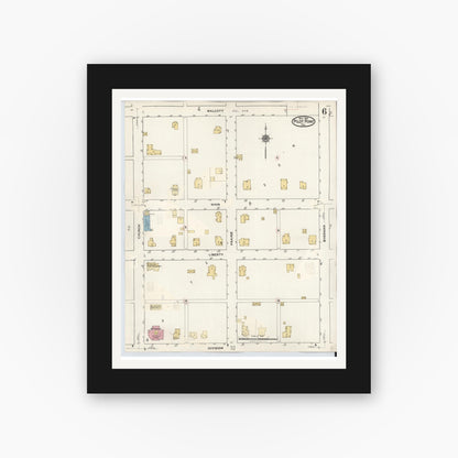 Old map wall art mockup — black gallery frame with white mat — Sanborn Fire Insurance Map from Pilot Point, Denton County, Texas (1940), Sheet #0006