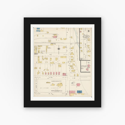 Old map wall art mockup — black gallery frame with white mat — Sanborn Fire Insurance Map from Willoughby, Lake County, Ohio (1922), Sheet #0003