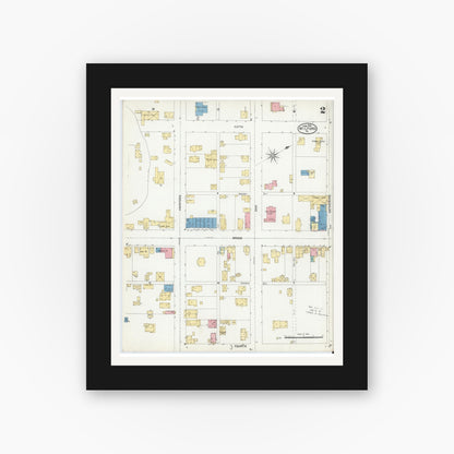 Old map wall art mockup — black gallery frame with white mat — Sanborn Fire Insurance Map from Milford, Pike County, Pennsylvania (1905), Sheet #0002