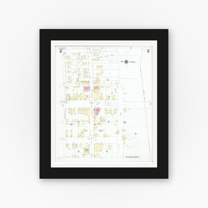Old map wall art mockup — black gallery frame with white mat — Sanborn Fire Insurance Map from Baltimore, Fairfield County, Ohio (1946), Sheet #0002