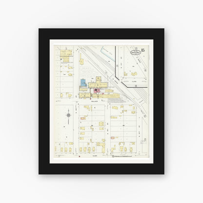 Old map wall art mockup — black gallery frame with white mat — Sanborn Fire Insurance Map from Manitowoc, Manitowoc County, Wisconsin (1912), Sheet #0015