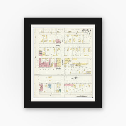 Old map wall art mockup — black gallery frame with white mat — Sanborn Fire Insurance Map from Assumption, Christian County, Illinois (1909), Sheet #0002