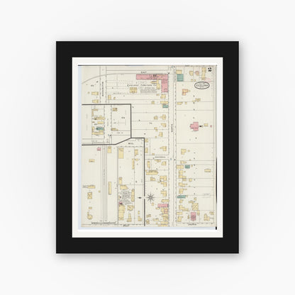 Old map wall art mockup — black gallery frame with white mat — Sanborn Fire Insurance Map from Zeeland, Ottawa County, Michigan (1895), Sheet #0002