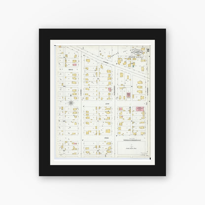 Old map wall art mockup — black gallery frame with white mat — Sanborn Fire Insurance Map from Crestline, Crawford County, Ohio (1901), Sheet #0002