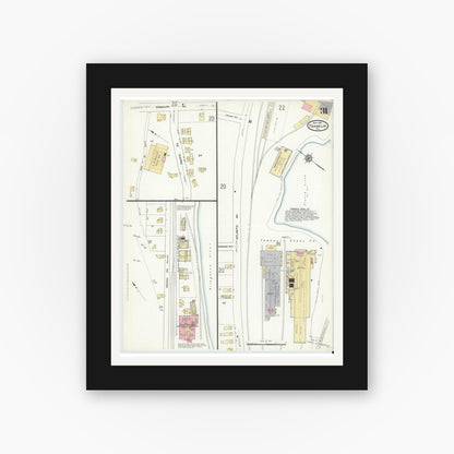 Old map wall art mockup — black gallery frame with white mat — Sanborn Fire Insurance Map from Franklin, Venango County, Pennsylvania (1912), Sheet #0031