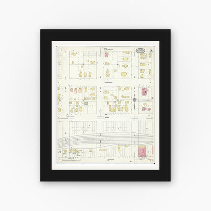 Old map wall art mockup — black gallery frame with white mat — Sanborn Fire Insurance Map from Brainerd, Crow Wing County, Minnesota (1913), Sheet #0002