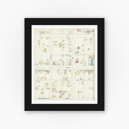 Old map wall art mockup — black gallery frame with white mat — Sanborn Fire Insurance Map from Milford, Pike County, Pennsylvania (1897), Sheet #0002