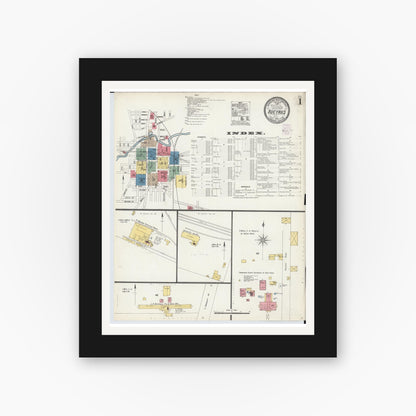 Old map wall art mockup — black gallery frame with white mat — Sanborn Fire Insurance Map from Bucyrus, Crawford County, Ohio (1903) - Complete Map Set