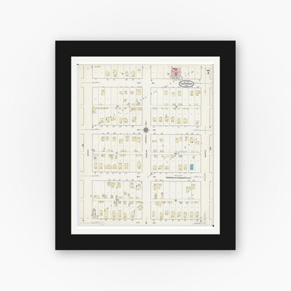 Old map wall art mockup — black gallery frame with white mat — Sanborn Fire Insurance Map from Two Harbors, Lake County, Minnesota (1914), Sheet #0007