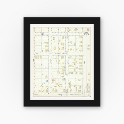Old map wall art mockup — black gallery frame with white mat — Sanborn Fire Insurance Map from Horicon, Dodge County, Wisconsin (1913), Sheet #0005