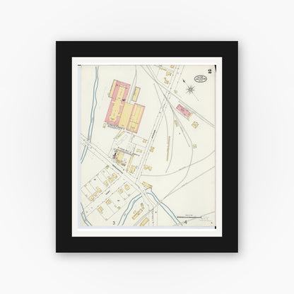 Old map wall art mockup — black gallery frame with white mat — Sanborn Fire Insurance Map from Jackson, Jackson County, Ohio (1905), Sheet #0002
