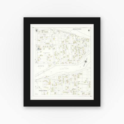 Old map wall art mockup — black gallery frame with white mat — Sanborn Fire Insurance Map from Wahiawa, Honolulu County, Hawaii (1942), Sheet #0006