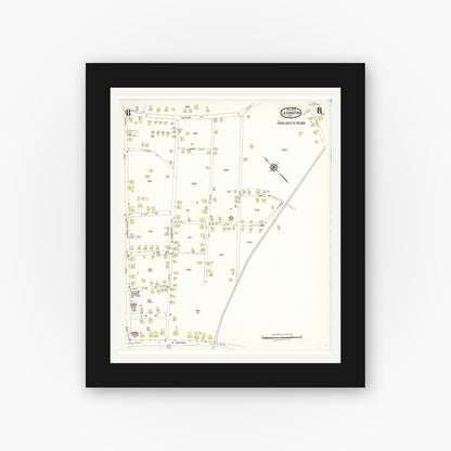 Old map wall art mockup — black gallery frame with white mat — Sanborn Fire Insurance Map from Lexington, Davidson County, North Carolina (1923), Sheet #0008