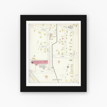 Old map wall art mockup — black gallery frame with white mat — Sanborn Fire Insurance Map from Randolph, Cattaraugus County, New York (1913), Sheet #0002