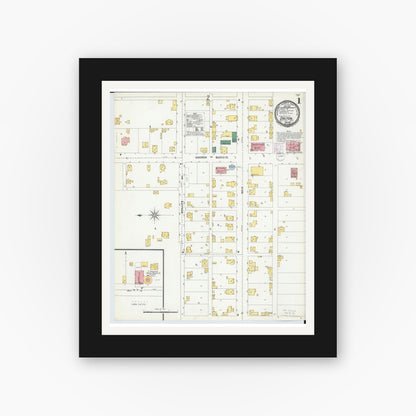 Old map wall art mockup — black gallery frame with white mat — Sanborn Fire Insurance Map from Dalton, Wayne County, Ohio (1901), Sheet #0001