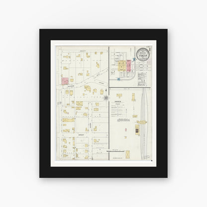 Old map wall art mockup — black gallery frame with white mat — Sanborn Fire Insurance Map from Hymera, Sullivan County, Indiana (1904) - Complete Map Set