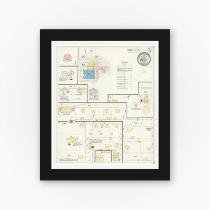 Old map wall art mockup — black gallery frame with white mat — Sanborn Fire Insurance Map from Moody, McLennan County, Texas (1912) - Complete Map Set