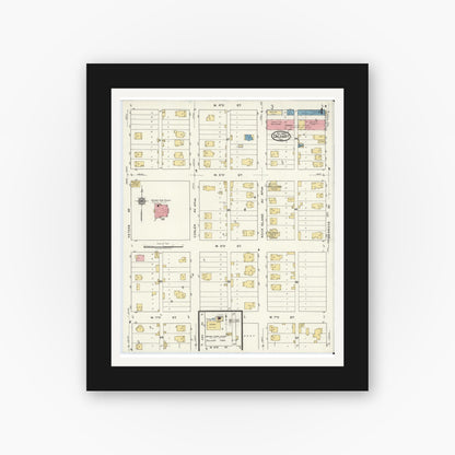 Old map wall art mockup — black gallery frame with white mat — Sanborn Fire Insurance Map from Dalhart, Dallam And Hartley County, Texas (1920), Sheet #0004