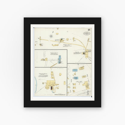Old map wall art mockup — black gallery frame with white mat — Sanborn Fire Insurance Map from Red Jacket, Houghton County, Michigan (1897), Sheet #0018