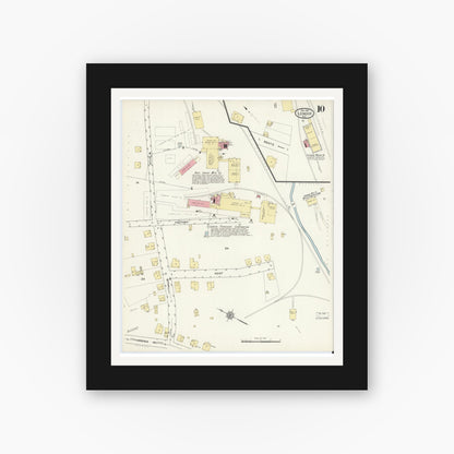 Old map wall art mockup — black gallery frame with white mat — Sanborn Fire Insurance Map from Lenoir, Caldwell County, North Carolina (1913), Sheet #0010