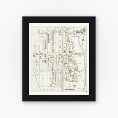 Old map wall art mockup — black gallery frame with white mat — Sanborn Fire Insurance Map from New Kensington, Westmoreland County, Pennsylvania (1921), Sheet #0021
