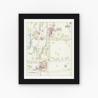 Old map wall art mockup — black gallery frame with white mat — Sanborn Fire Insurance Map from Middletown, Orange County, New York (1897) - Complete Map Set