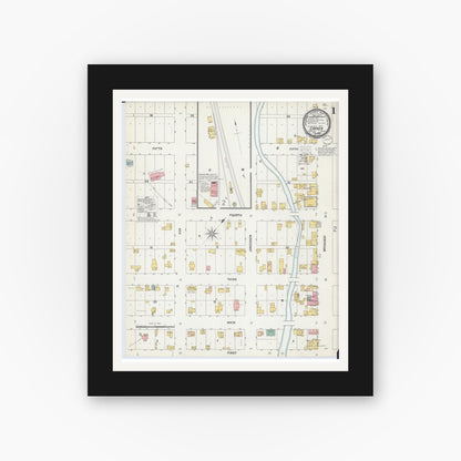 Old map wall art mockup — black gallery frame with white mat — Sanborn Fire Insurance Map from Carver, Carver County, Minnesota (1900), Sheet #0001