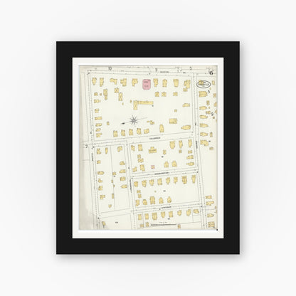 Old map wall art mockup — black gallery frame with white mat — Sanborn Fire Insurance Map from Granville, Washington County, New York (1904), Sheet #0006