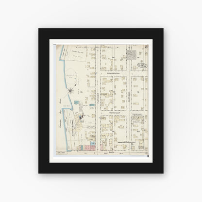Old map wall art mockup — black gallery frame with white mat — Sanborn Fire Insurance Map from Alpena, Alpena County, Michigan (1884), Sheet #0003