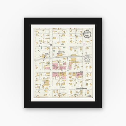 Old map wall art mockup — black gallery frame with white mat — Sanborn Fire Insurance Map from Boswell, Benton County, Indiana (1901), Sheet #0001