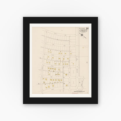 Old map wall art mockup — black gallery frame with white mat — Sanborn Fire Insurance Map from Beverly Hills, Los Angeles County, California (1922), Sheet #0010