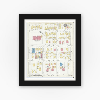 Old map wall art mockup — black gallery frame with white mat — Sanborn Fire Insurance Map from Ironton, Lawrence County, Ohio (1916), Sheet #0011