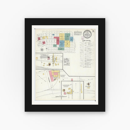 Old map wall art mockup — black gallery frame with white mat — Sanborn Fire Insurance Map from Centralia, Marion, Clinton, Jefferson, and Washington Counties, Illinois (1902) - Complete Map Set