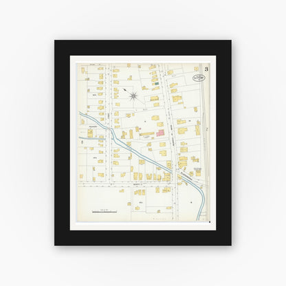 Old map wall art mockup — black gallery frame with white mat — Sanborn Fire Insurance Map from Olyphant, Lackawanna County, Pennsylvania (1903), Sheet #0003