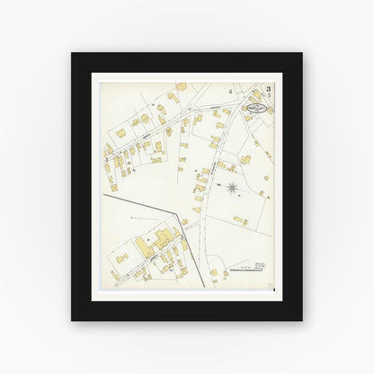 Old map wall art mockup — black gallery frame with white mat — Sanborn Fire Insurance Map from Nantucket, Nantucket County, Massachusetts (1904), Sheet #0003
