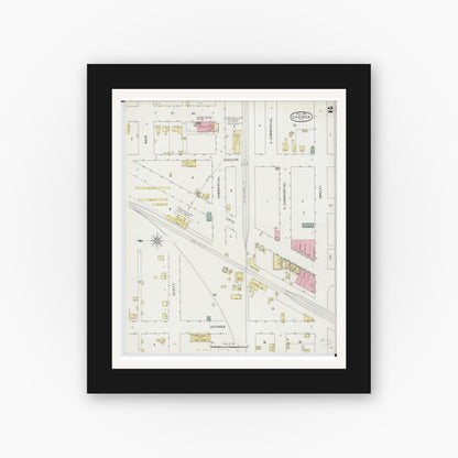 Old map wall art mockup — black gallery frame with white mat — Sanborn Fire Insurance Map from Chenoa, McLean County, Illinois (1894), Sheet #0002