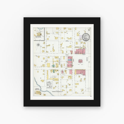 Old map wall art mockup — black gallery frame with white mat — Sanborn Fire Insurance Map from Crockett, Houston County, Texas (1901) - Complete Map Set