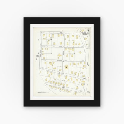 Old map wall art mockup — black gallery frame with white mat — Sanborn Fire Insurance Map from Winchester, Middlesex County, Massachusetts (1916), Sheet #0003