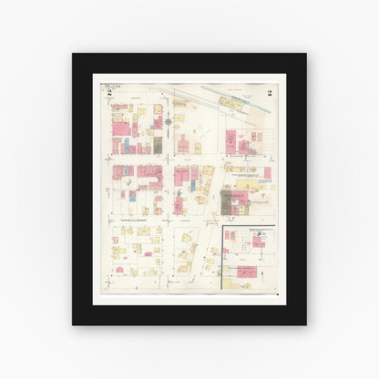 Old map wall art mockup — black gallery frame with white mat — Sanborn Fire Insurance Map from Kewaunee, Kewaunee County, Wisconsin (1941), Sheet #0002