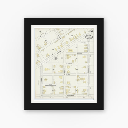 Old map wall art mockup — black gallery frame with white mat — Sanborn Fire Insurance Map from Hazleton, Luzerne County, Pennsylvania (1891), Sheet #0010