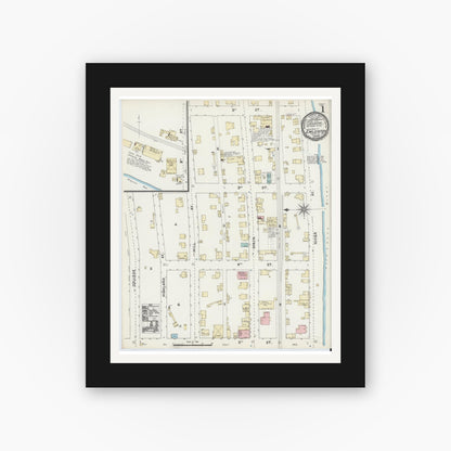Old map wall art mockup — black gallery frame with white mat — Sanborn Fire Insurance Map from Emlenton, Venango County, Pennsylvania (1891) - Complete Map Set