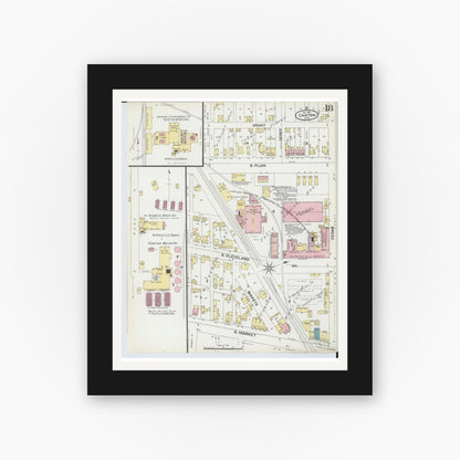 Old map wall art mockup — black gallery frame with white mat — Sanborn Fire Insurance Map from Canton, Stark County, Ohio (1891), Sheet #0018