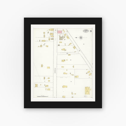 Old map wall art mockup — black gallery frame with white mat — Sanborn Fire Insurance Map from Irvington, Alameda County, California (1908), Sheet #0003
