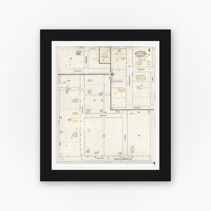 Old map wall art mockup — black gallery frame with white mat — Sanborn Fire Insurance Map from Pilot Point, Denton County, Texas (1940), Sheet #0004