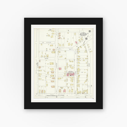 Old map wall art mockup — black gallery frame with white mat — Sanborn Fire Insurance Map from Lock Haven, Clinton County, Pennsylvania (1914), Sheet #0015